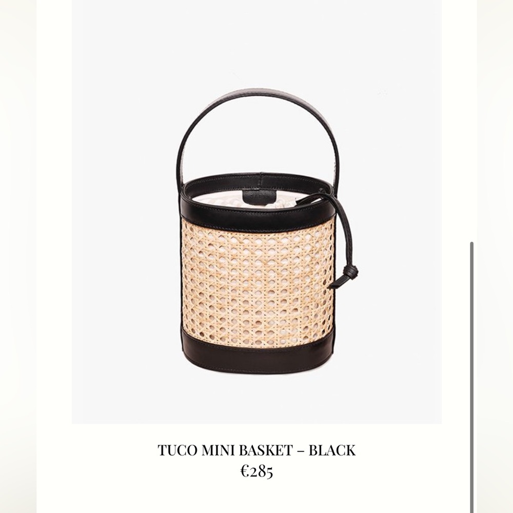Sarta Tuco Mini‎ Basket Black Leather Rattan